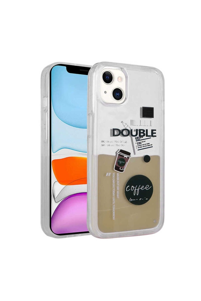 Apple iPhone 13 Uyumlu Kılıf Desenli Sıvılı Zore Drink Silikon Kapak