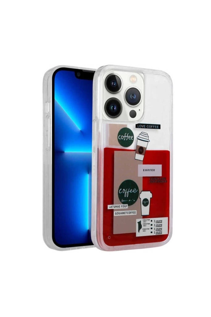 [RNZ-TA77454] Apple iPhone 13 Pro Uyumlu Kılıf Desenli Sıvılı Zore Drink Silikon Kapak (NO1)