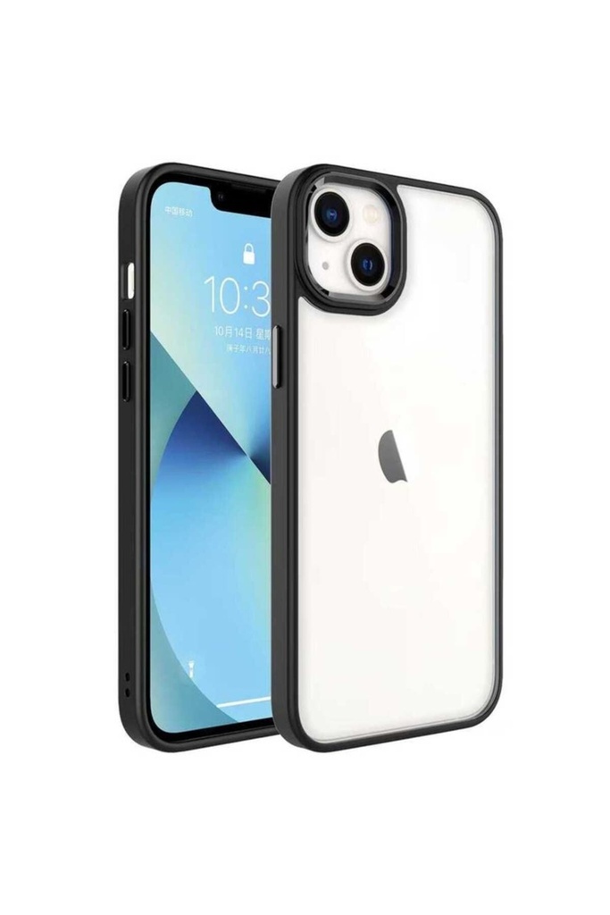 [RNZ-TA77514] Apple iPhone 14 Uyumlu Kılıf Zore Krom Kapak (Siyah)