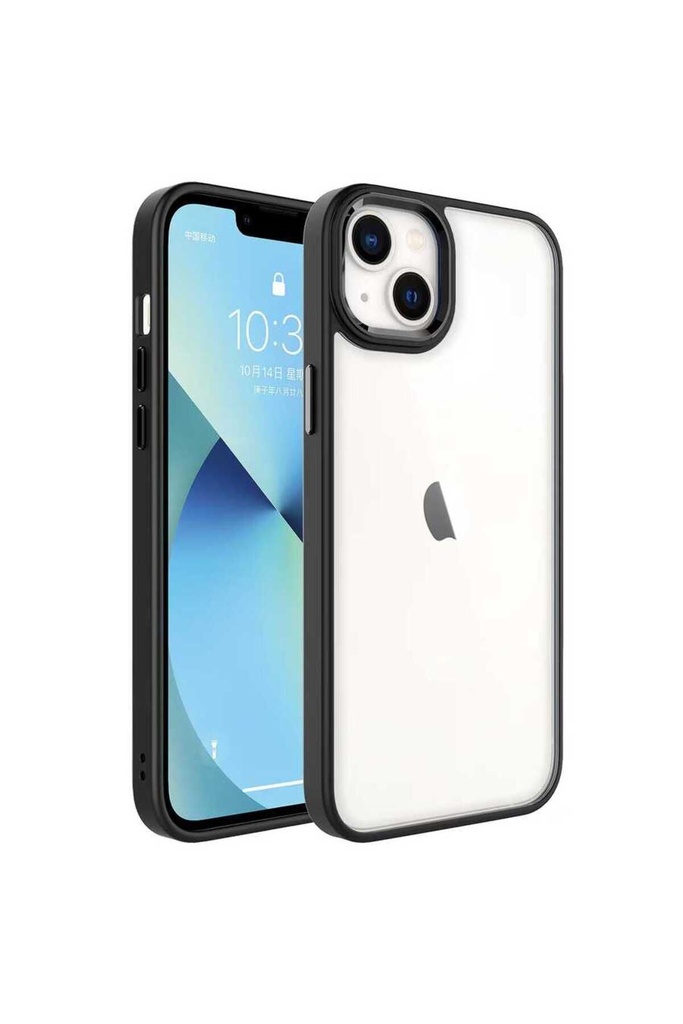 [RNZ-TA77591] Apple iPhone 14 Plus Uyumlu Kılıf Zore Krom Kapak (Siyah)