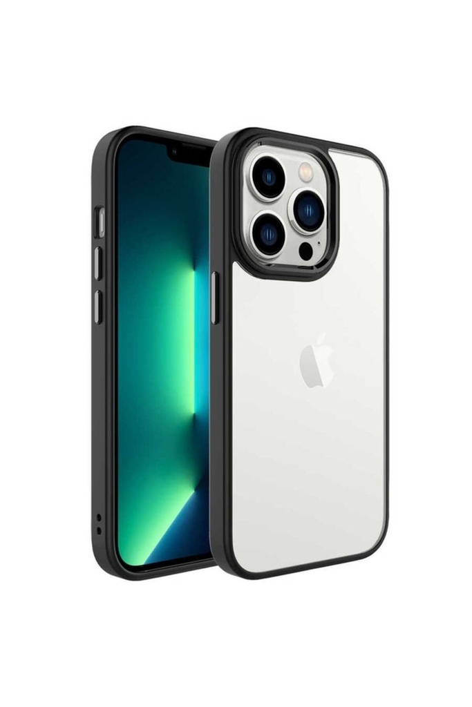 [RNZ-TA77594] Apple iPhone 14 Pro Max Uyumlu Kılıf Zore Krom Kapak (Siyah)
