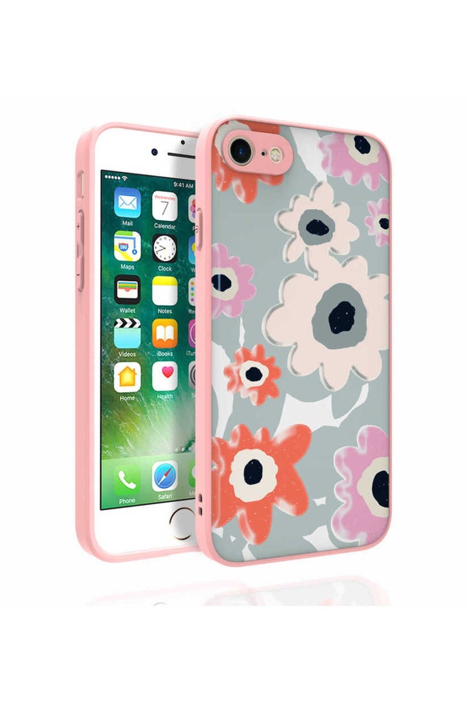 Apple iPhone 8 Plus Uyumlu Kılıf Desenli Kamera Korumalı Parlak Zore Nora Kapak