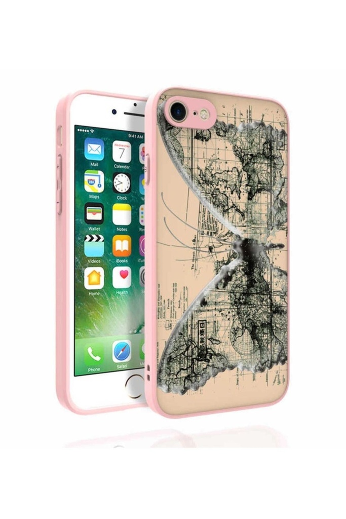 Apple iPhone SE 2020 Uyumlu Kılıf Desenli Kamera Korumalı Parlak Zore Nora Kapak
