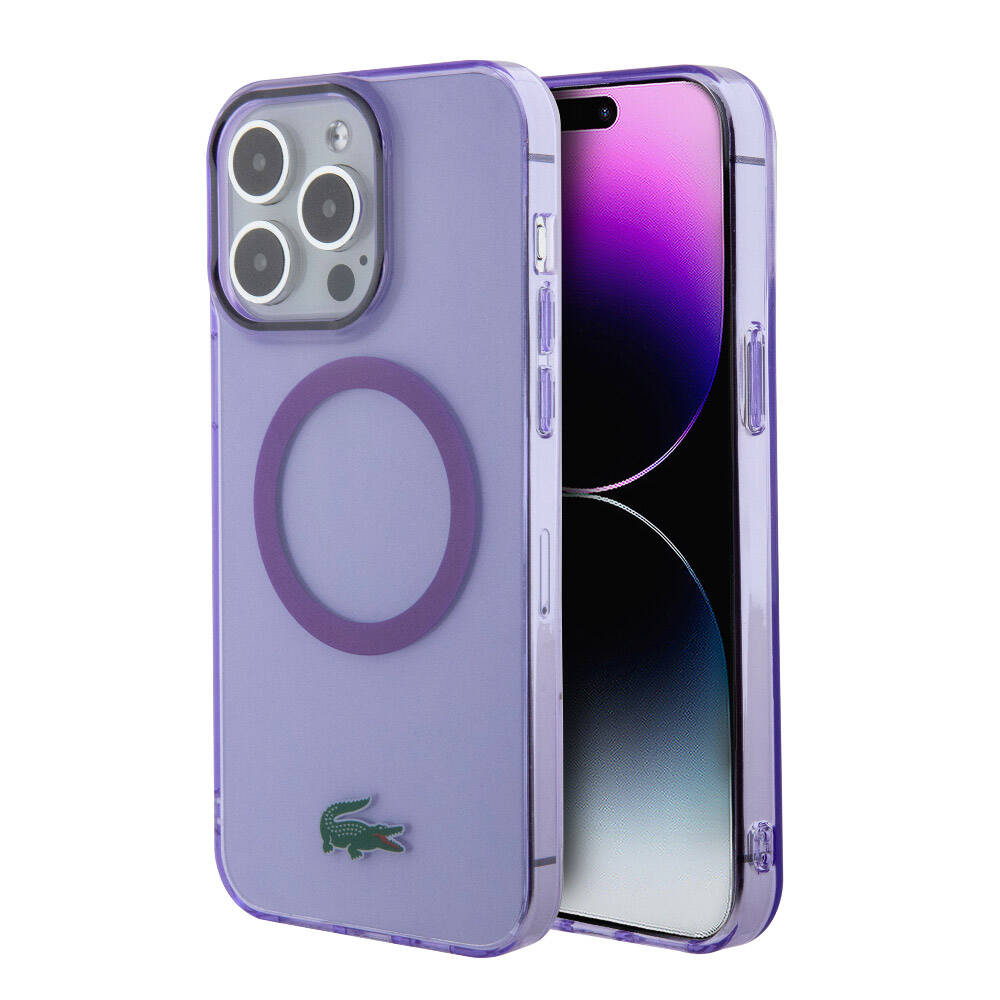Apple iPhone 15 Pro Uyumlu Kılıf Lacoste Orjinal Lisanslı M-safe Şarj Özellikli İkonik Timsah Logolu Hard Parme Kapak