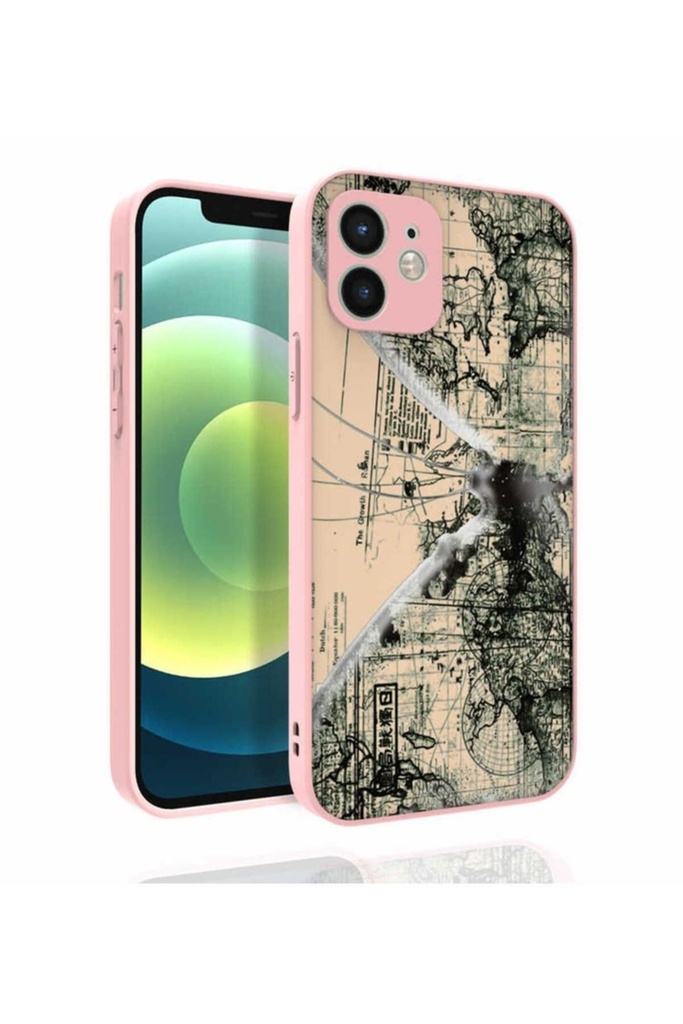 Apple iPhone 12 Uyumlu Kılıf Desenli Kamera Korumalı Parlak Zore Nora Kapak