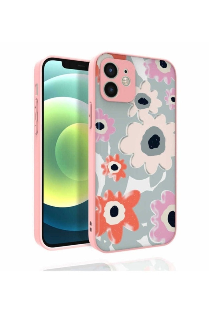 Apple iPhone 12 Uyumlu Kılıf Desenli Kamera Korumalı Parlak Zore Nora Kapak