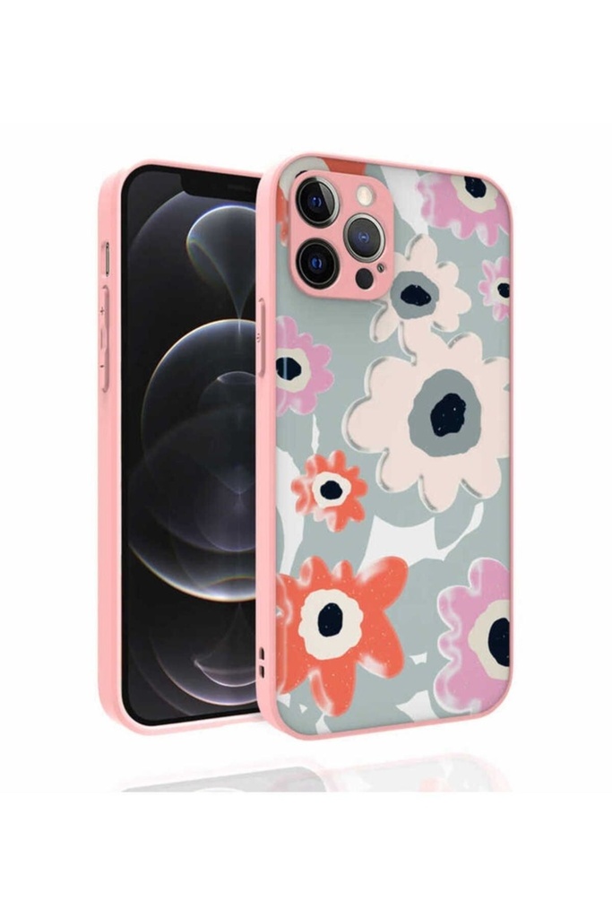 [RNZ-TA77919] Apple iPhone 12 Pro Uyumlu Kılıf Desenli Kamera Korumalı Parlak Zore Nora Kapak (NO5)