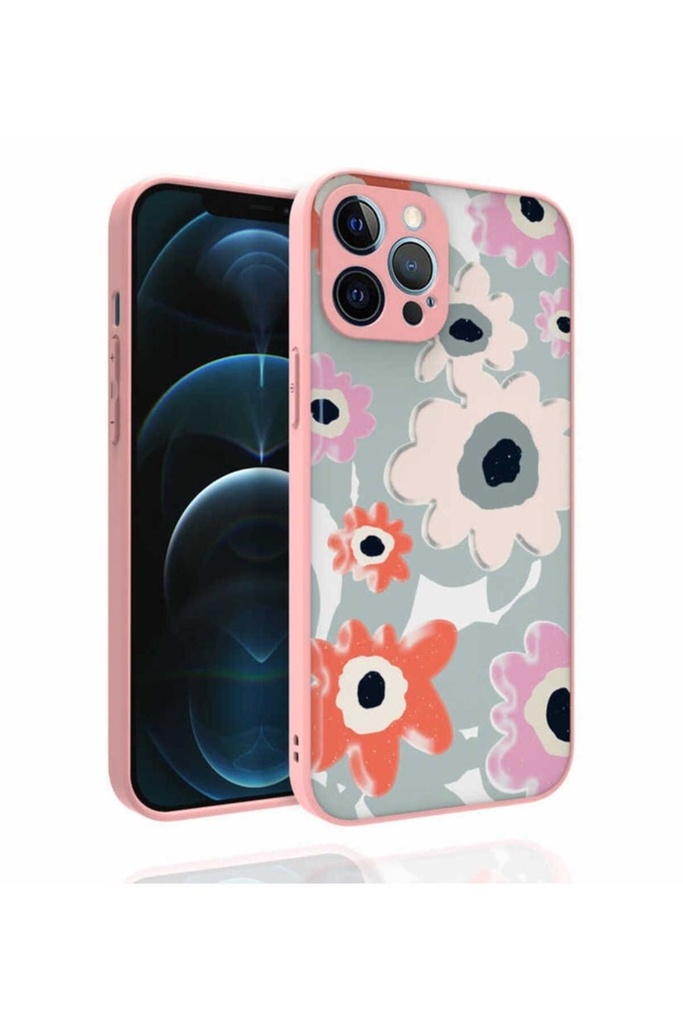 Apple iPhone 12 Pro Max Uyumlu Kılıf Desenli Kamera Korumalı Parlak Zore Nora Kapak