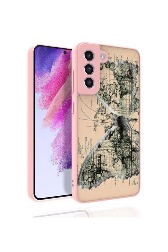Samsung Galaxy S21 FE Uyumlu Kılıf Desenli Kamera Korumalı Parlak Zore Nora Kapak