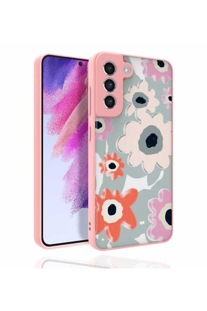 Samsung Galaxy S21 FE Uyumlu Kılıf Desenli Kamera Korumalı Parlak Zore Nora Kapak