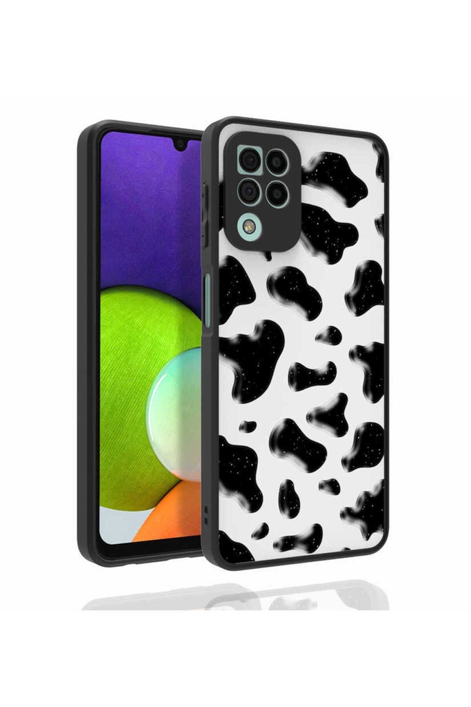Samsung Galaxy A22 4G Uyumlu Kılıf Desenli Kamera Korumalı Parlak Zore Nora Kapak