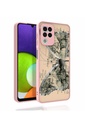 Samsung Galaxy A22 4G Uyumlu Kılıf Desenli Kamera Korumalı Parlak Zore Nora Kapak