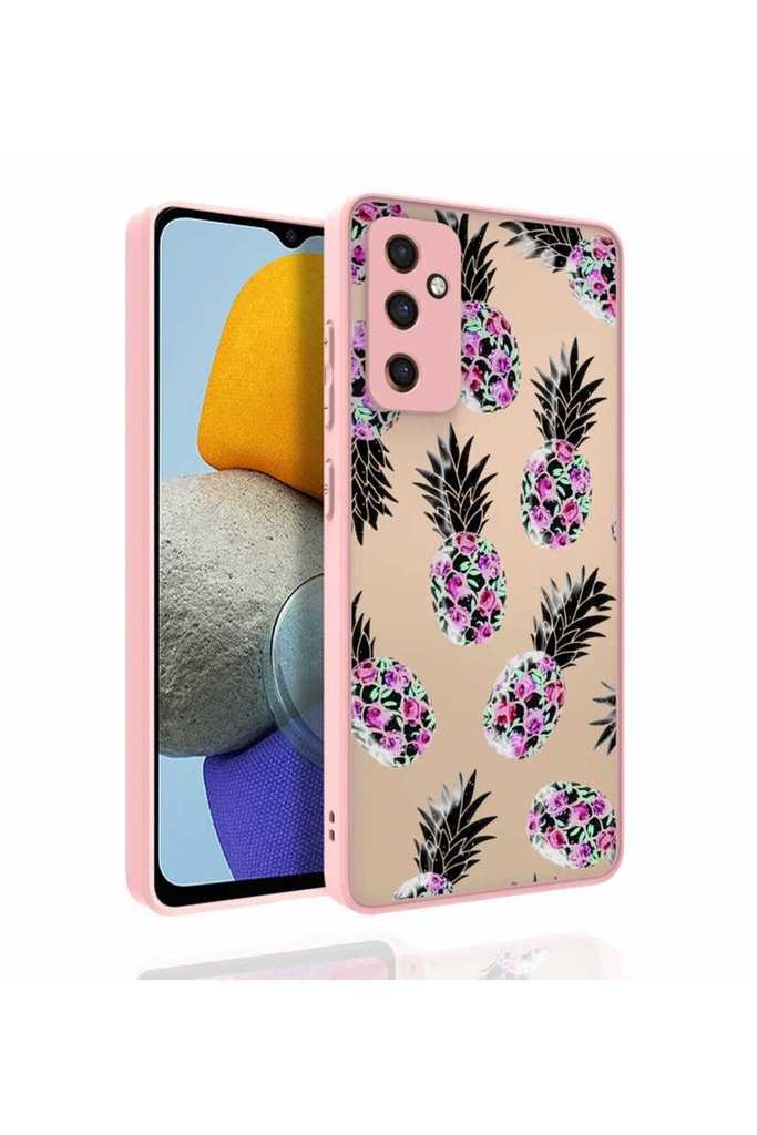 Samsung Galaxy M23 Uyumlu Kılıf Desenli Kamera Korumalı Parlak Zore Nora Kapak