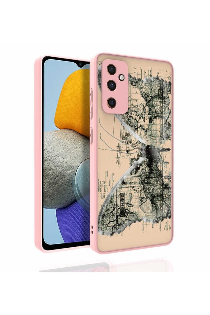 Samsung Galaxy M23 Uyumlu Kılıf Desenli Kamera Korumalı Parlak Zore Nora Kapak