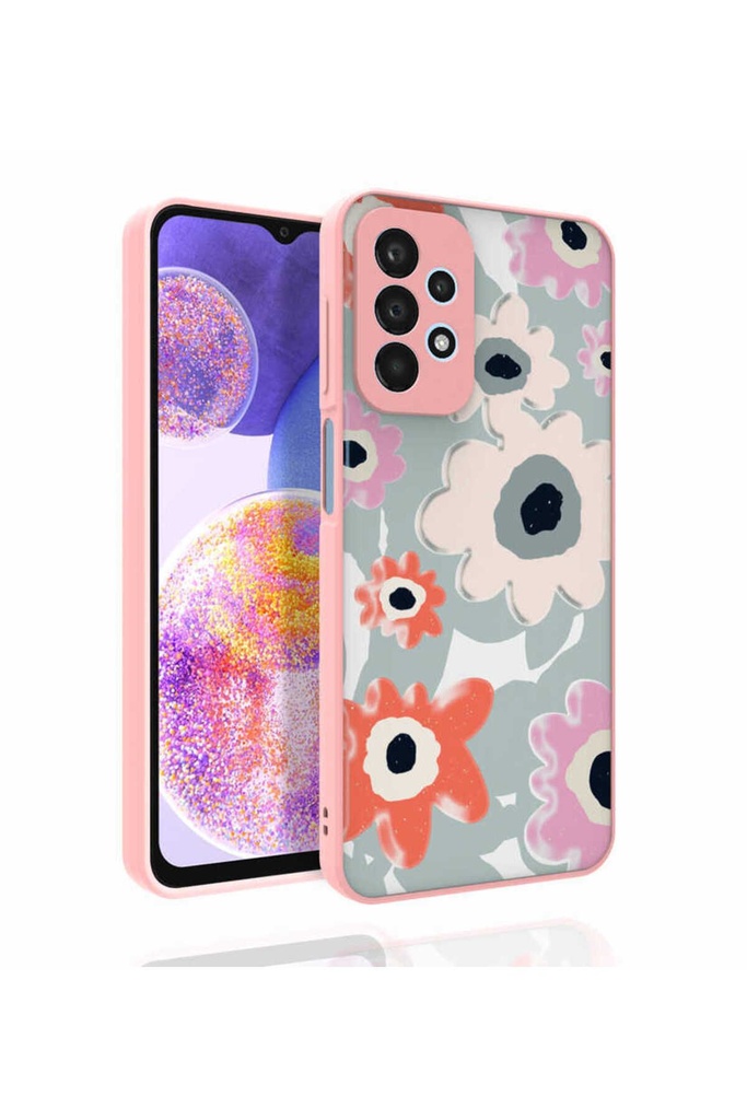 Samsung Galaxy A23 Uyumlu Kılıf Desenli Kamera Korumalı Parlak Zore Nora Kapak