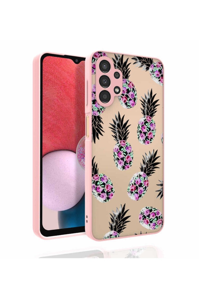 Samsung Galaxy A13 4G Uyumlu Kılıf Desenli Kamera Korumalı Parlak Zore Nora Kapak