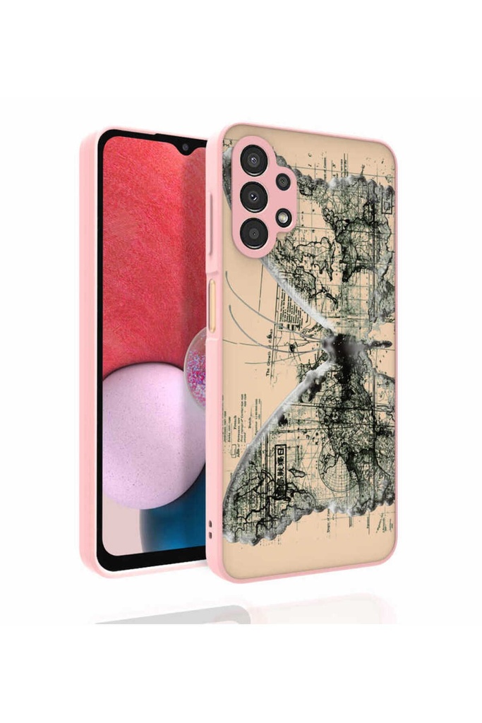 Samsung Galaxy A13 4G Uyumlu Kılıf Desenli Kamera Korumalı Parlak Zore Nora Kapak