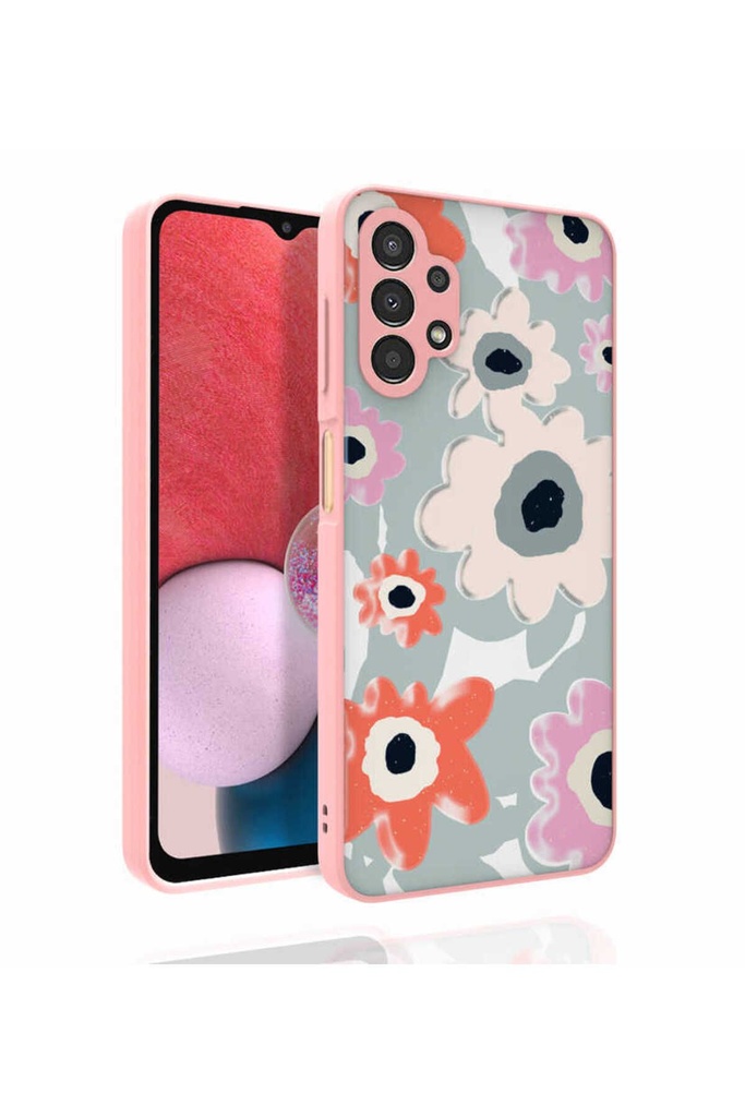 [RNZ-TA78003] Samsung Galaxy A13 4G Uyumlu Kılıf Desenli Kamera Korumalı Parlak Zore Nora Kapak (NO5)