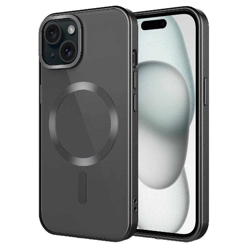 [RNZ-TA97219] Apple iPhone 15 Uyumlu Kılıf Mat Tasarımlı M-safe Wireless Şarj Özellikli Zore Mat Setro Kapak (Siyah)