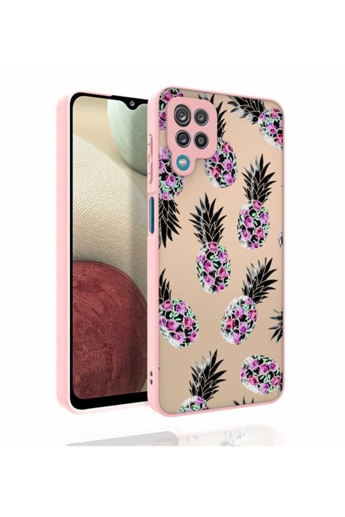 Samsung Galaxy M12 Uyumlu Kılıf Desenli Kamera Korumalı Parlak Zore Nora Kapak