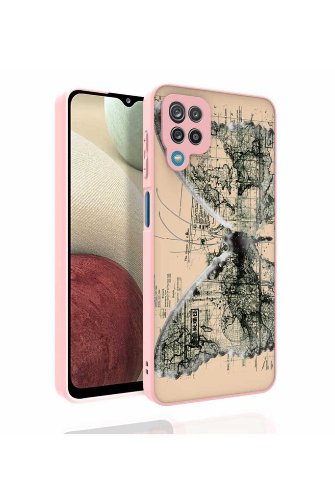 Samsung Galaxy M12 Uyumlu Kılıf Desenli Kamera Korumalı Parlak Zore Nora Kapak