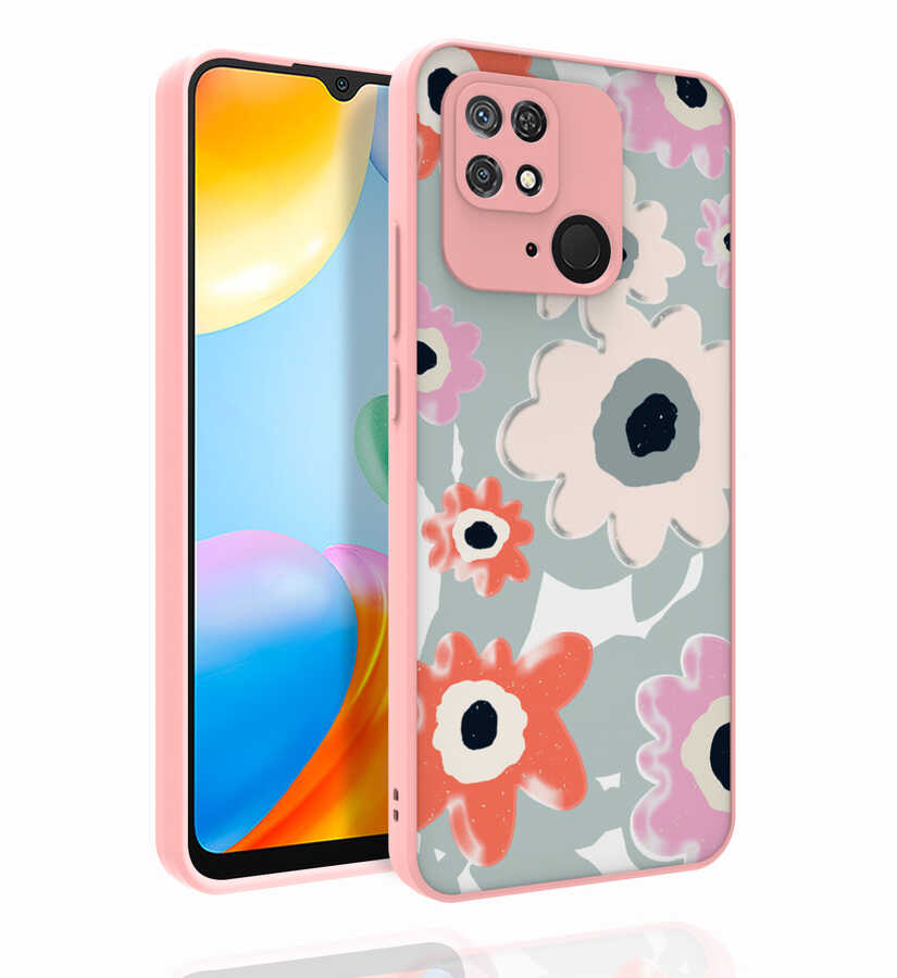 Xiaomi Redmi 10C Uyumlu Kılıf Desenli Kamera Korumalı Parlak Zore Nora Kapak