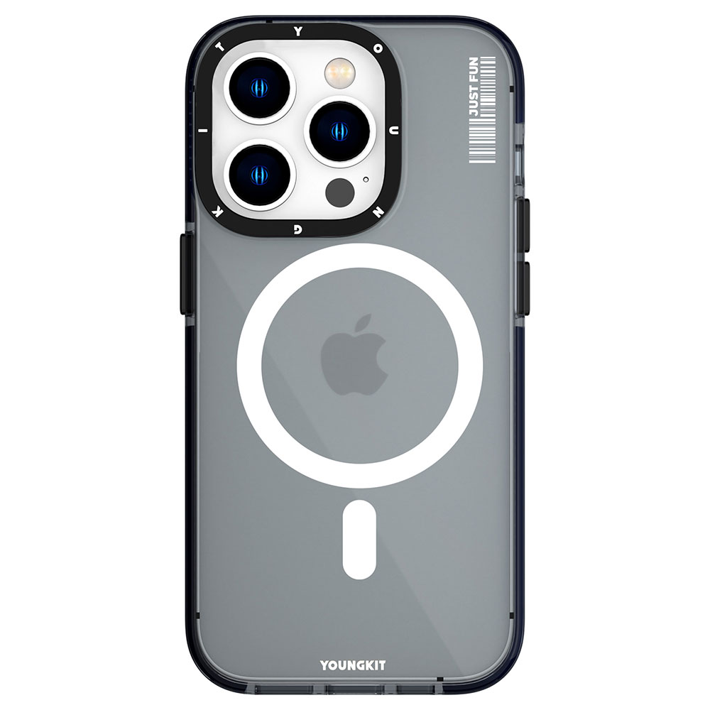 [RNZ-TA92873] Apple iPhone 14 Pro Max Uyumlu Kılıf M-safe Şarj Özellikli YoungKit Crystal Color Serisi Kapak (Siyah)