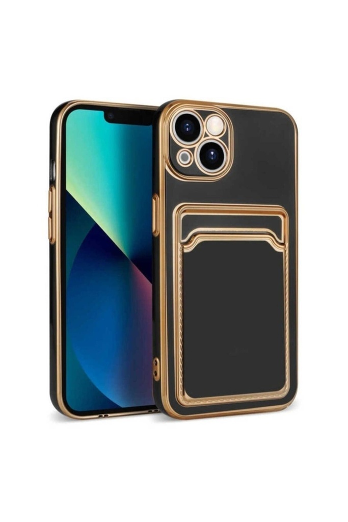 [RNZ-TA79804] Apple iPhone 13 Uyumlu Kılıf Zore Bark Kartlıklı Kapak (Siyah)