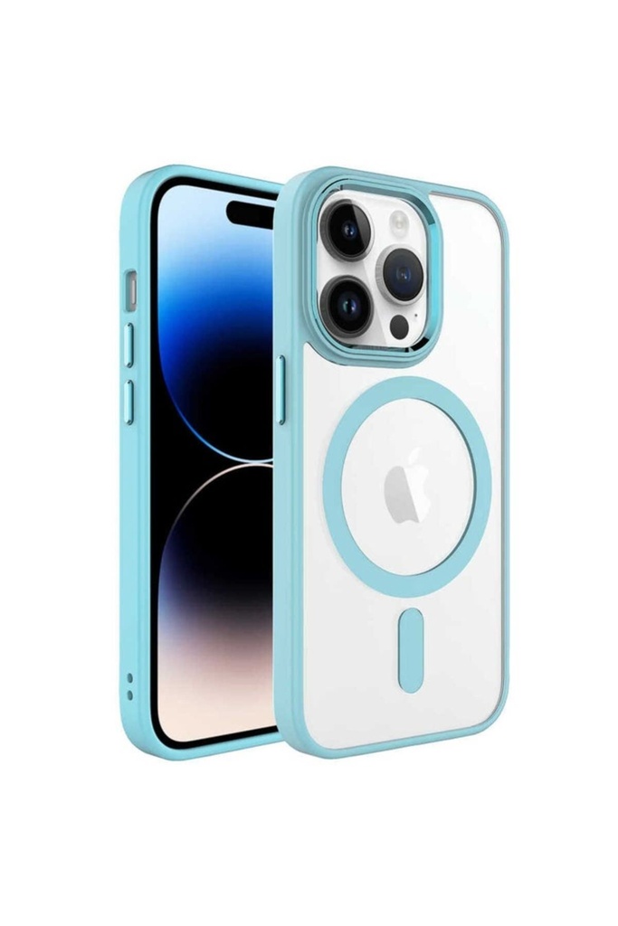 Apple iPhone 14 Pro Max Uyumlu Kılıf Wireless Şarj Özellikli Zore Krom M-safe Silikon Kapak