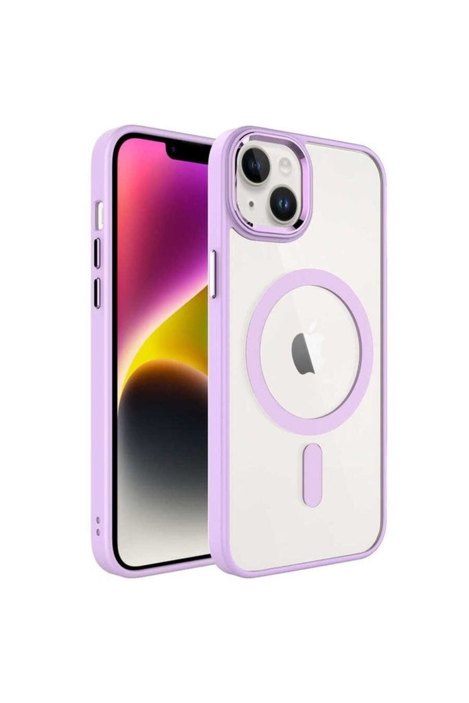 Apple iPhone 14 Plus Uyumlu Kılıf Wireless Şarj Özellikli Zore Krom M-safe Silikon Kapak