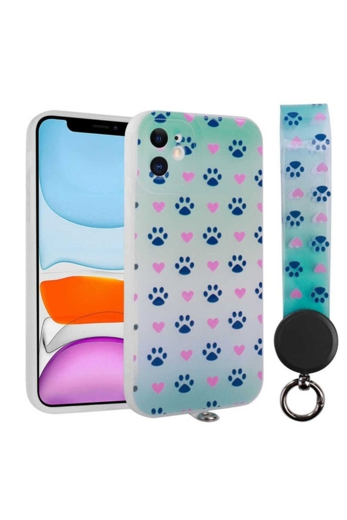 Apple iPhone 11 Uyumlu Kılıf Desenli El Askılı İpli Zore Arte Silikon Kapak