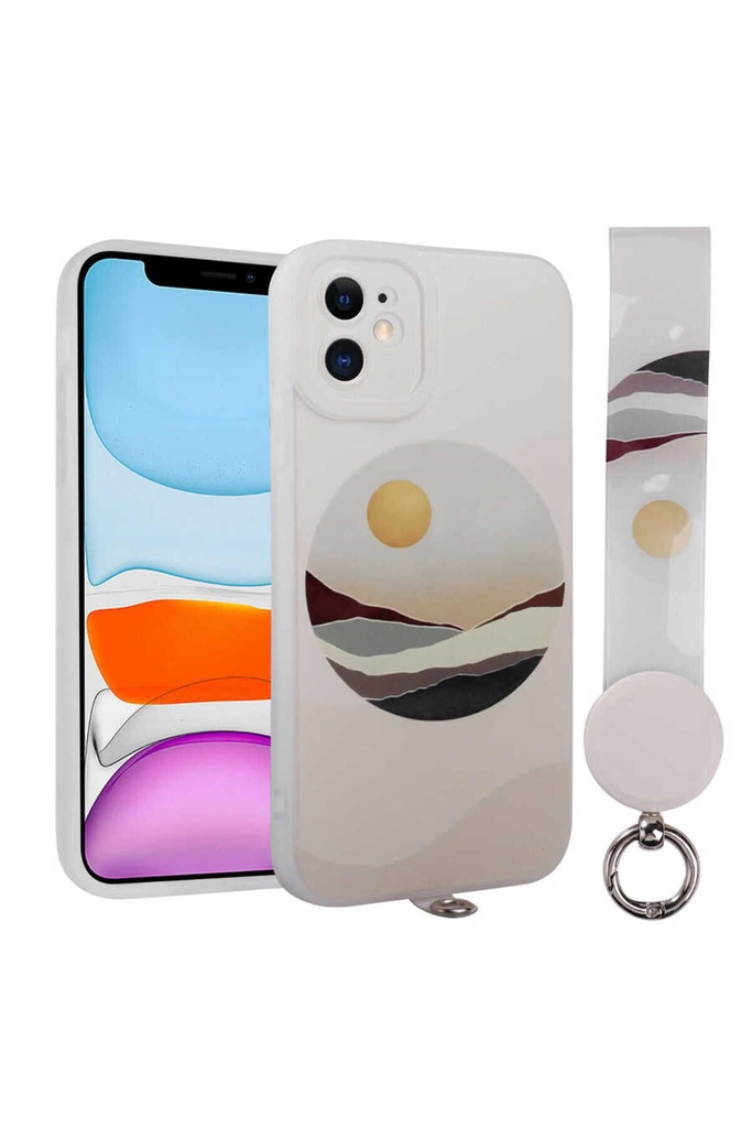 Apple iPhone 11 Uyumlu Kılıf Desenli El Askılı İpli Zore Arte Silikon Kapak