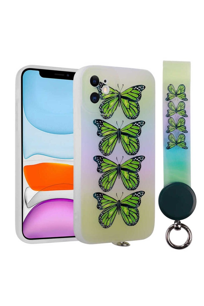 Apple iPhone 11 Uyumlu Kılıf Desenli El Askılı İpli Zore Arte Silikon Kapak