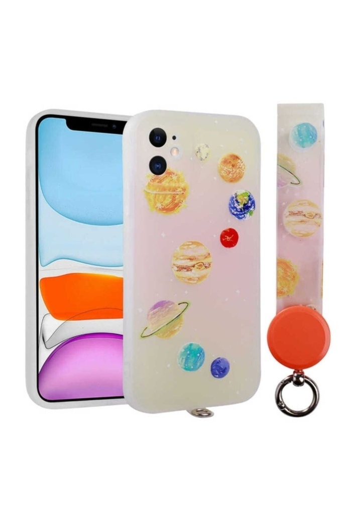 [RNZ-TA78342] Apple iPhone 11 Uyumlu Kılıf Desenli El Askılı İpli Zore Arte Silikon Kapak (NO5)