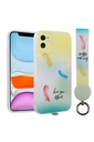 Apple iPhone 11 Uyumlu Kılıf Desenli El Askılı İpli Zore Arte Silikon Kapak