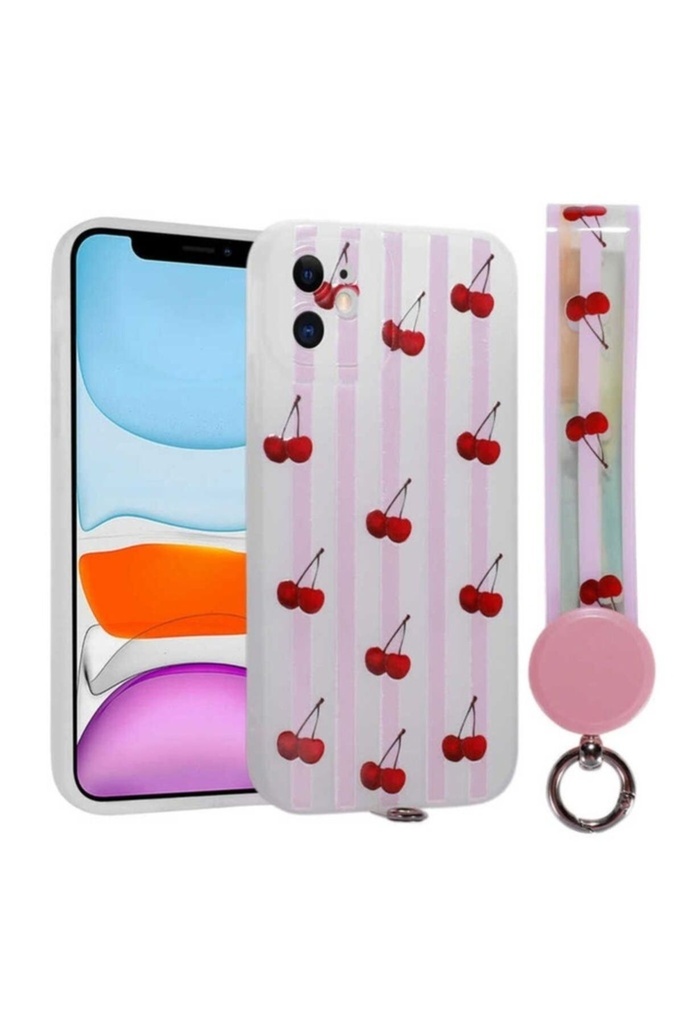Apple iPhone 11 Uyumlu Kılıf Desenli El Askılı İpli Zore Arte Silikon Kapak