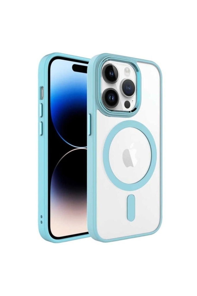 Apple iPhone 14 Pro Uyumlu Kılıf Wireless Şarj Özellikli Zore Krom M-safe Silikon Kapak