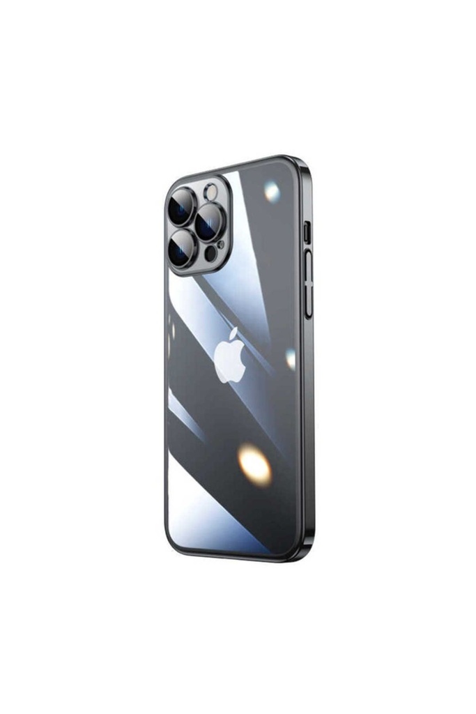[RNZ-TA78697] Apple iPhone 14 Pro Max Uyumlu Kılıf Sert PC Renkli Çerçeveli Zore Riksos Kapak (Siyah)