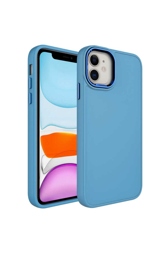 Apple iPhone 11 Uyumlu Kılıf Metal Çerçeve ve Buton Tasarımlı Silikon Zore Luna Kapak