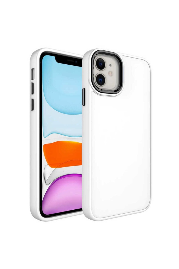 Apple iPhone 11 Uyumlu Kılıf Metal Çerçeve ve Buton Tasarımlı Silikon Zore Luna Kapak