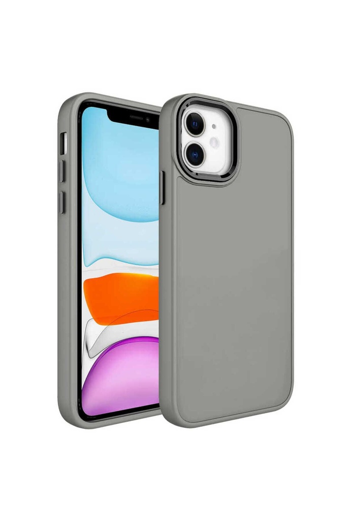 Apple iPhone 11 Uyumlu Kılıf Metal Çerçeve ve Buton Tasarımlı Silikon Zore Luna Kapak