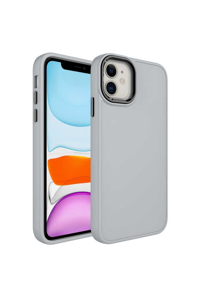 Apple iPhone 11 Uyumlu Kılıf Metal Çerçeve ve Buton Tasarımlı Silikon Zore Luna Kapak