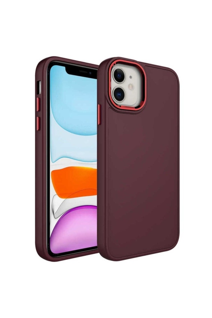 Apple iPhone 11 Uyumlu Kılıf Metal Çerçeve ve Buton Tasarımlı Silikon Zore Luna Kapak