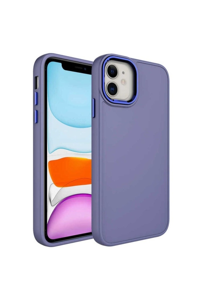 Apple iPhone 11 Uyumlu Kılıf Metal Çerçeve ve Buton Tasarımlı Silikon Zore Luna Kapak