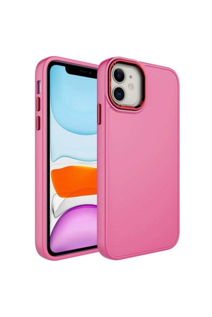 Apple iPhone 11 Uyumlu Kılıf Metal Çerçeve ve Buton Tasarımlı Silikon Zore Luna Kapak