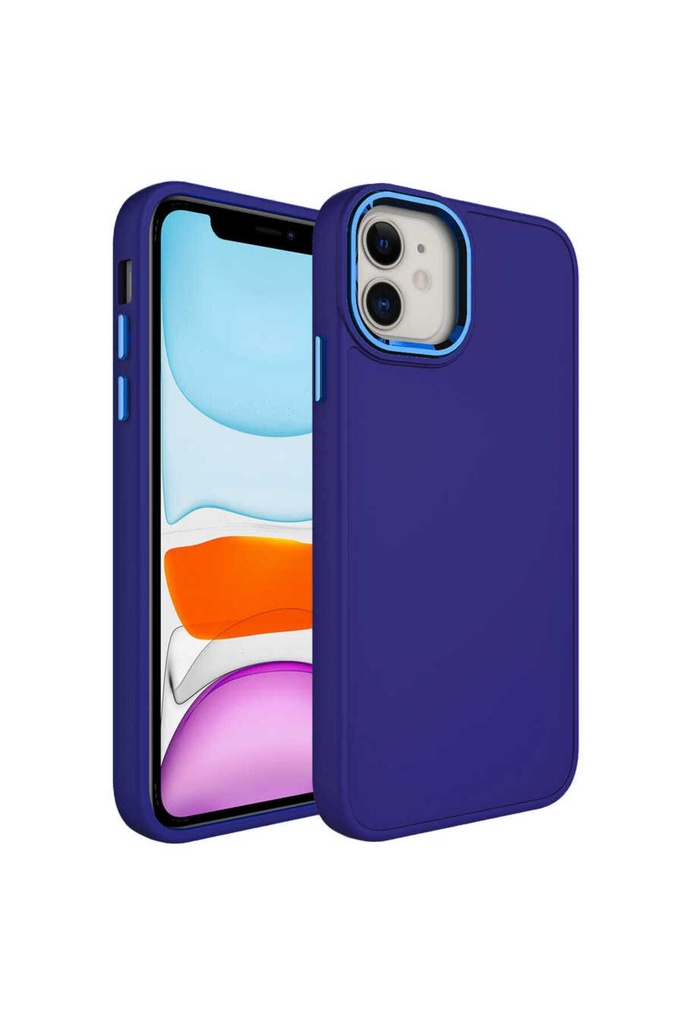 Apple iPhone 11 Uyumlu Kılıf Metal Çerçeve ve Buton Tasarımlı Silikon Zore Luna Kapak