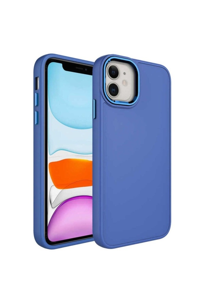 Apple iPhone 11 Uyumlu Kılıf Metal Çerçeve ve Buton Tasarımlı Silikon Zore Luna Kapak