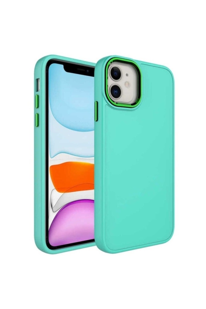 Apple iPhone 11 Uyumlu Kılıf Metal Çerçeve ve Buton Tasarımlı Silikon Zore Luna Kapak