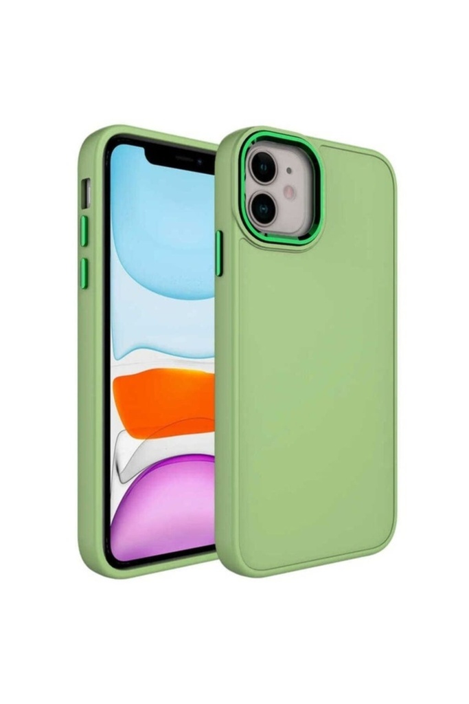 Apple iPhone 11 Uyumlu Kılıf Metal Çerçeve ve Buton Tasarımlı Silikon Zore Luna Kapak