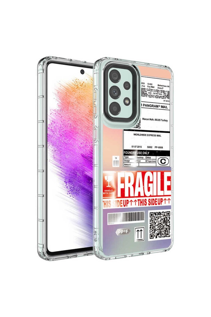 Samsung Galaxy A73 Uyumlu Kılıf Kamera Korumalı Renkli Desenli Sert Silikon Zore Korn Kapak